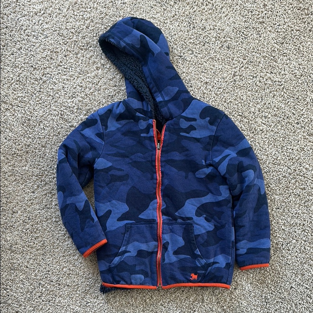 Kids Mini Boden Reversible Fleece Hoodie